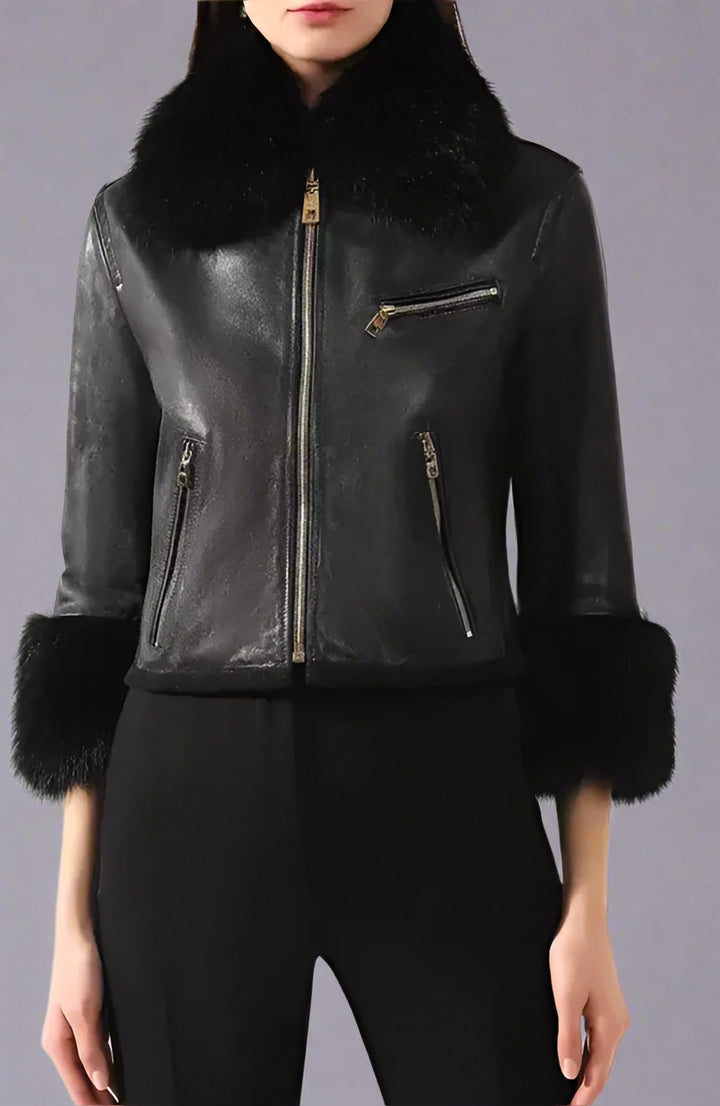 VESTES ET MANTEAUX EN CUIR D'AGNEAU NOIR Dolce &amp; Gabbana