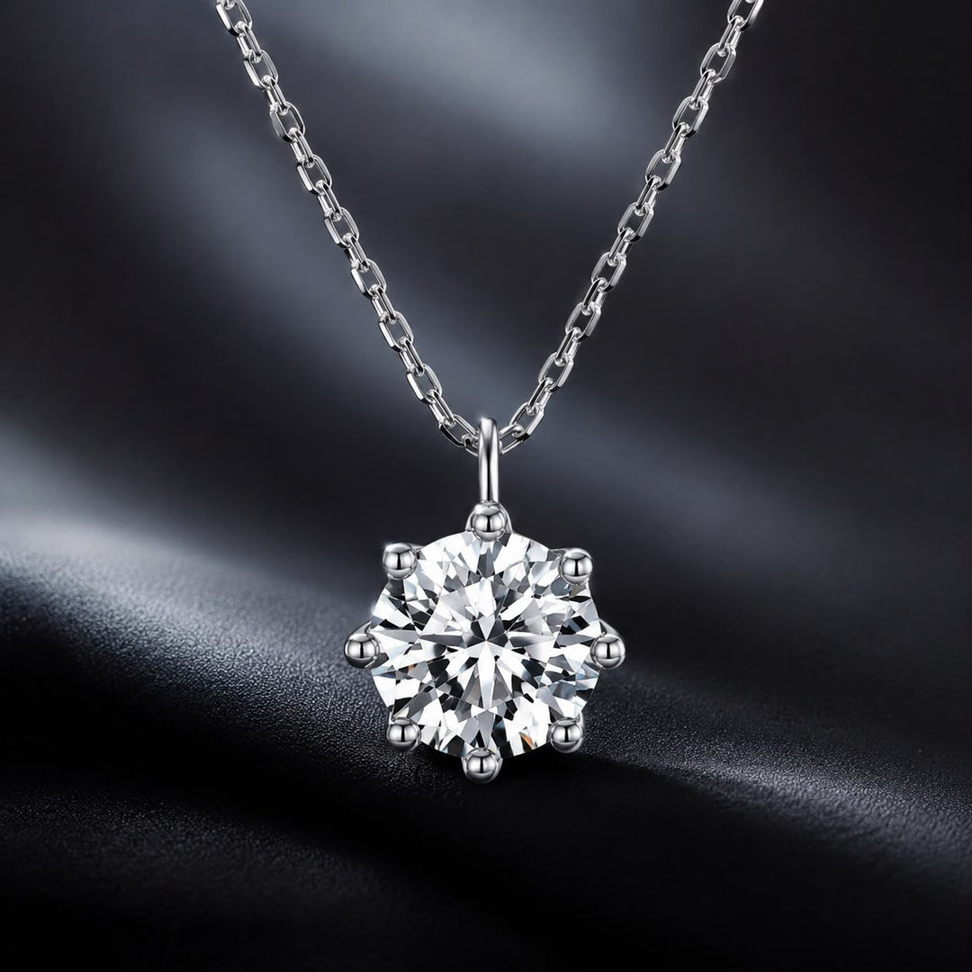 925 Sterling Silver Plated Platinum Moissanite Necklace 39+5cm for Women