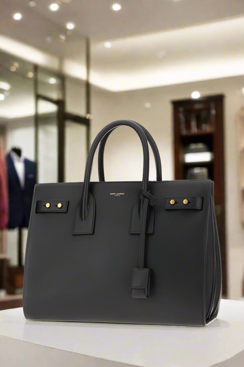 SAINT LAURENT Bolso Sac De Jour de piel de becerro negro