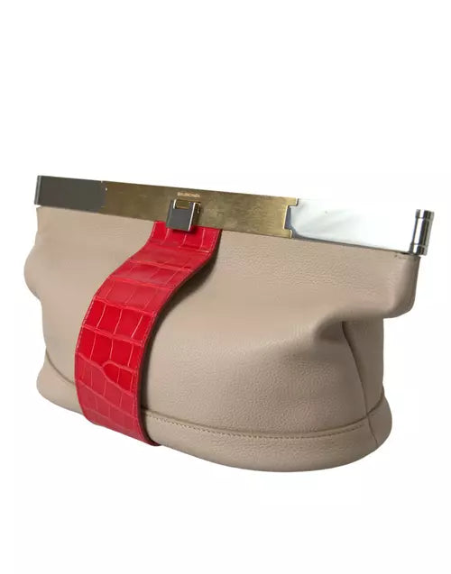 BOLSO BALENCIAGA DE PIEL EXÓTICA BICOLOR BEIGE Y ROJO