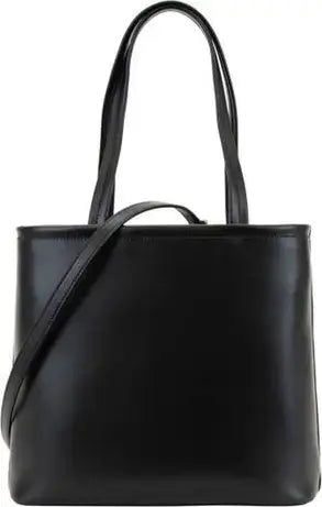 Prada Black Calfskin Tote Bag in luxurious Italian leather with detachable shoulder strap and double top handles