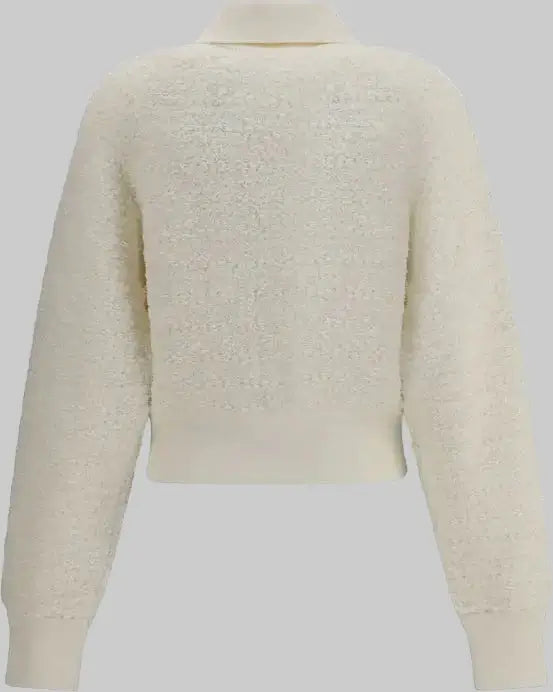Beige textured sweater on a white background