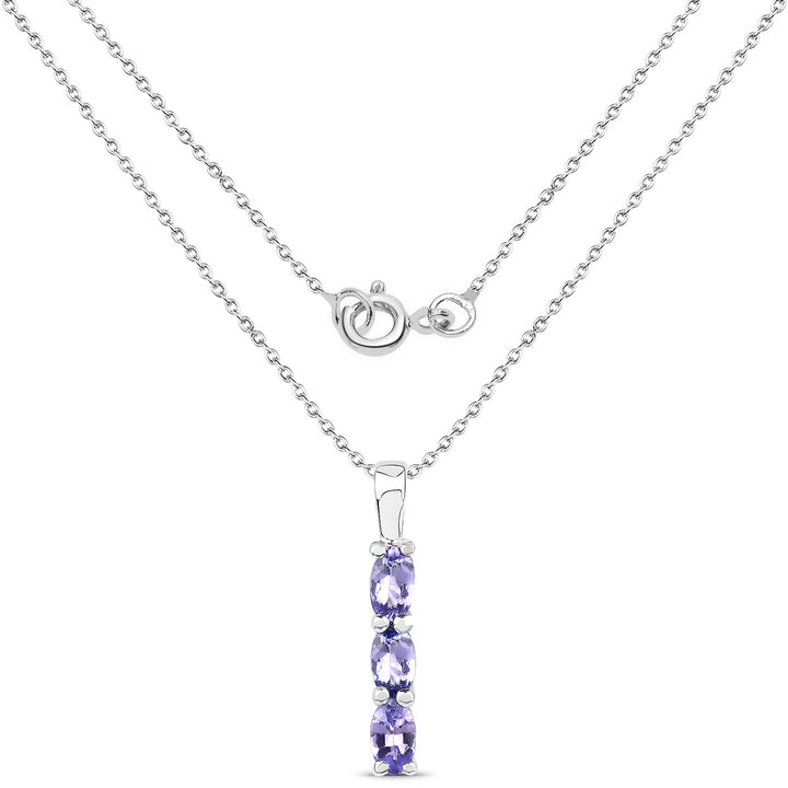 0.75 Carat Genuine Tanzanite .925 Sterling Silver Pendant