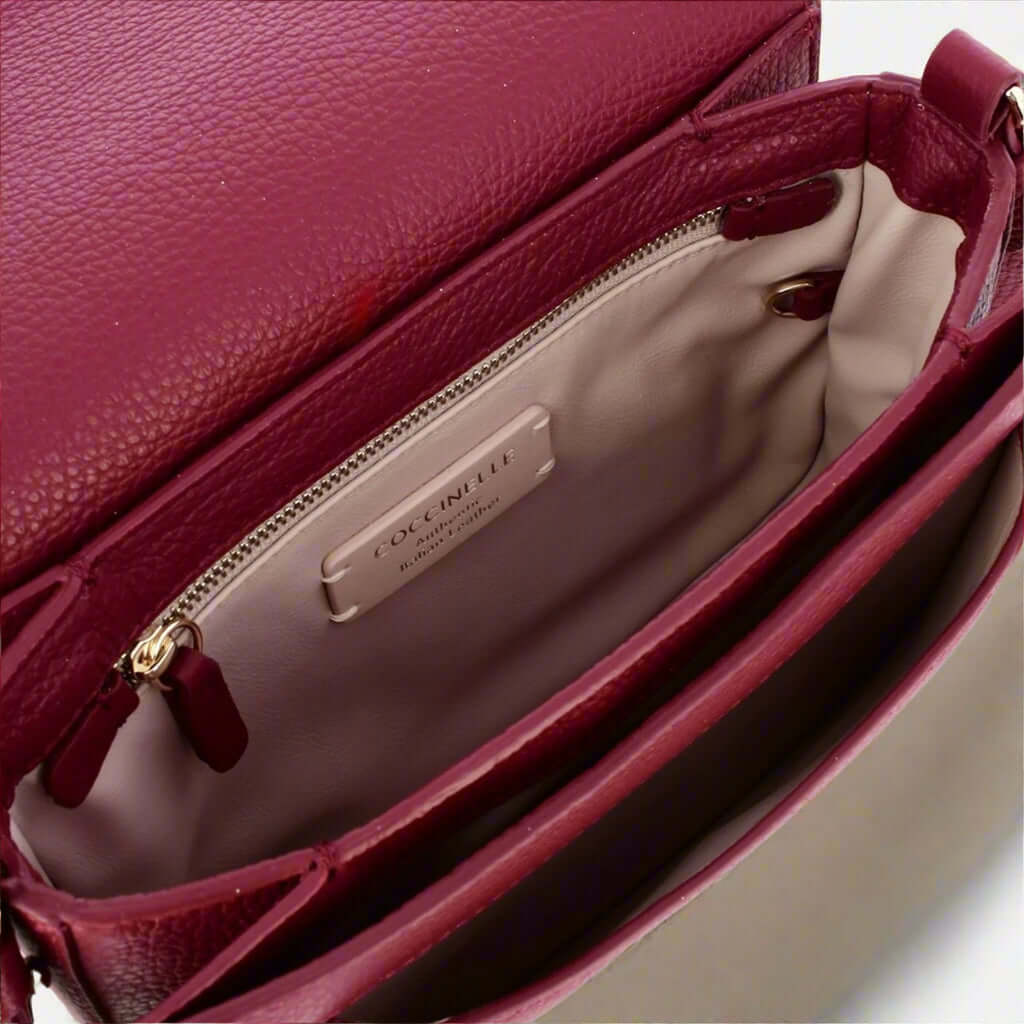 Coccinelle women's red leather front logo Crossbody Bags
