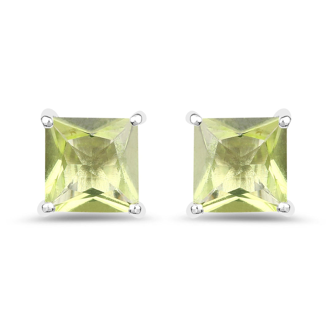 2.00 Carat Genuine Peridot .925 Sterling Silver Earrings
