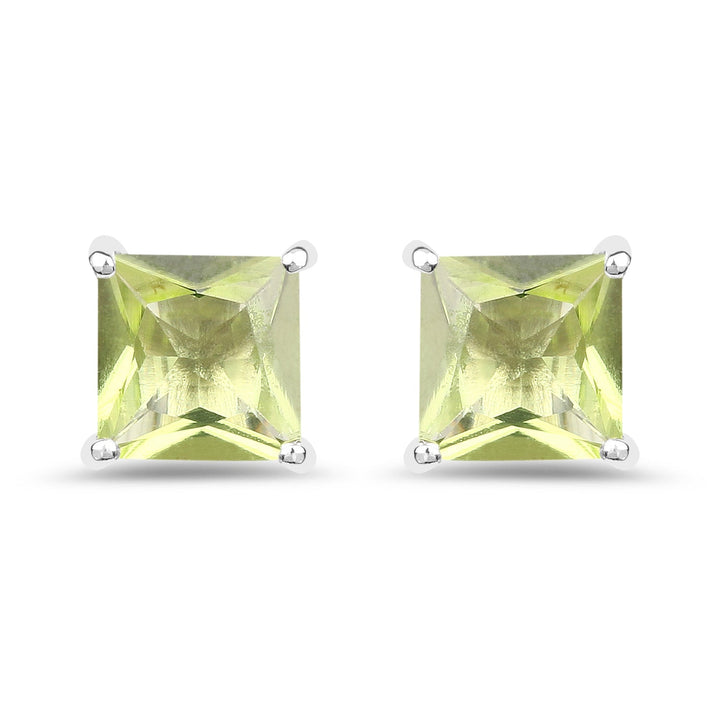 2.00 Carat Genuine Peridot .925 Sterling Silver Earrings