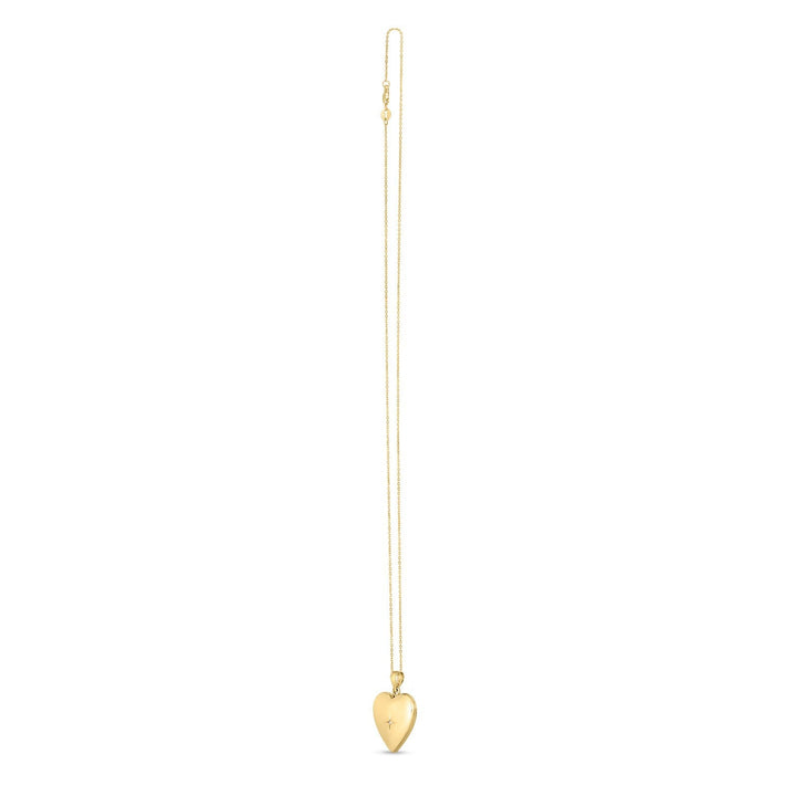 14k Yellow Gold Diamond Heart Locket Necklace