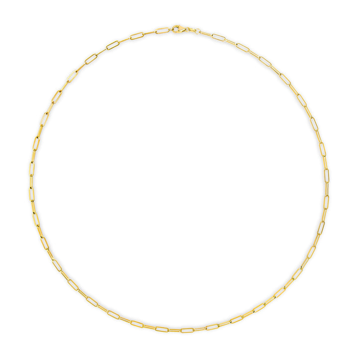 Solid 14K Yellow Gold 2.5mm Paperclip Chain Necklace Unisex 18" Inches