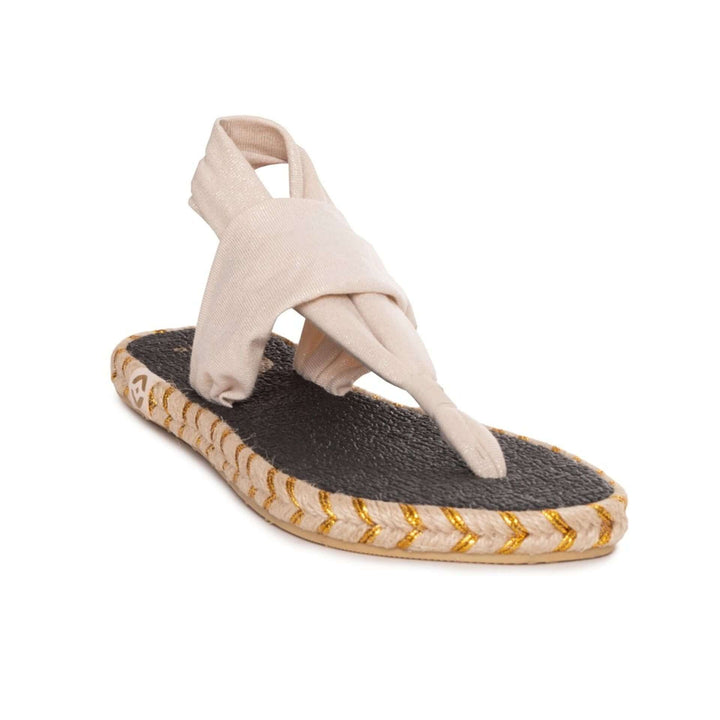 Nalho women's white open toe fabric Thong Sandals