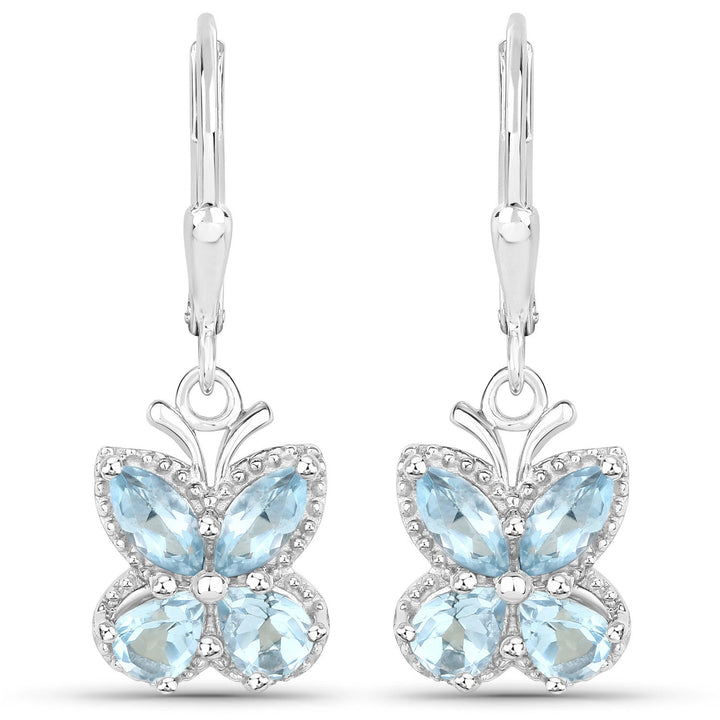 2.60 Carat Genuine Blue Topaz .925 Sterling Silver Earrings