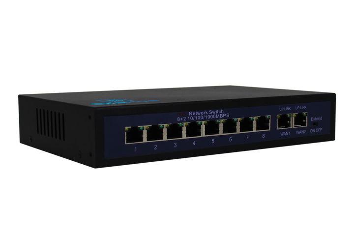Silarius SIL-SW8POE 10 Ports POE switch with 8/100MB Ports PoE and 2 Gigabit Uplinks - 120W POE