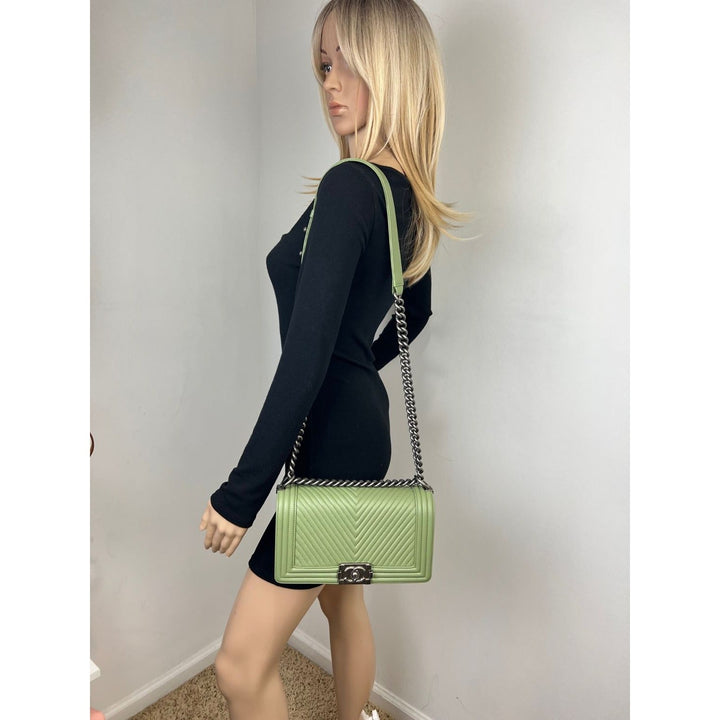 Chanel Medium Boy Flap light green calfskin bag – STORE 7994