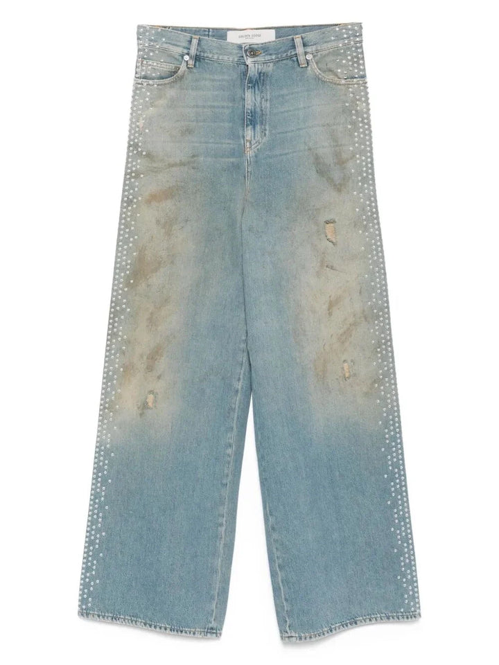 Golden Goose Women `Journey` `Melody` Boyfriend Jeans With Studs On Side