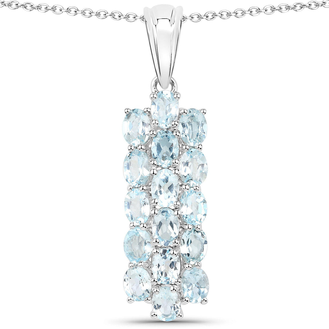 9.88 Carat Genuine Blue Topaz .925 Sterling Silver 3 Piece Jewelry Set (Ring, Earrings, and Pendant w/ Chain)