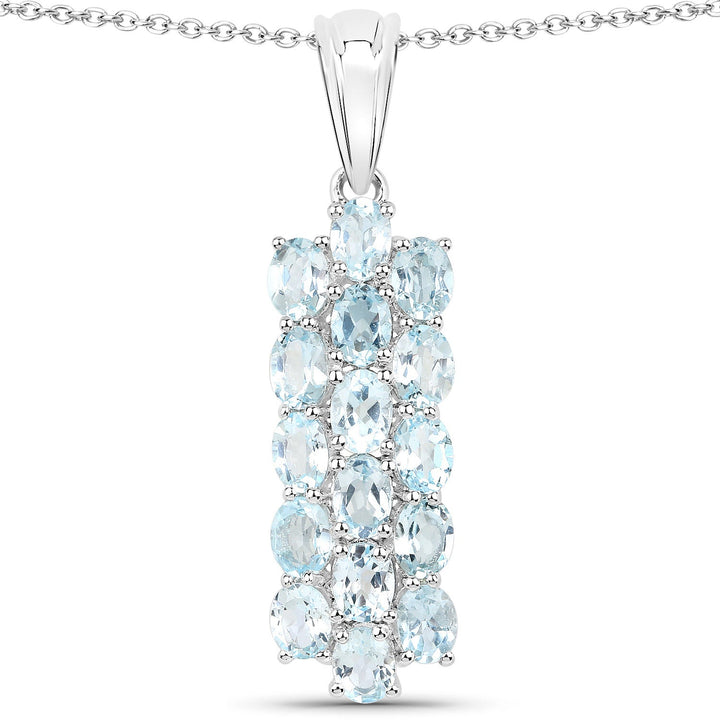9.88 Carat Genuine Blue Topaz .925 Sterling Silver 3 Piece Jewelry Set (Ring, Earrings, and Pendant w/ Chain)