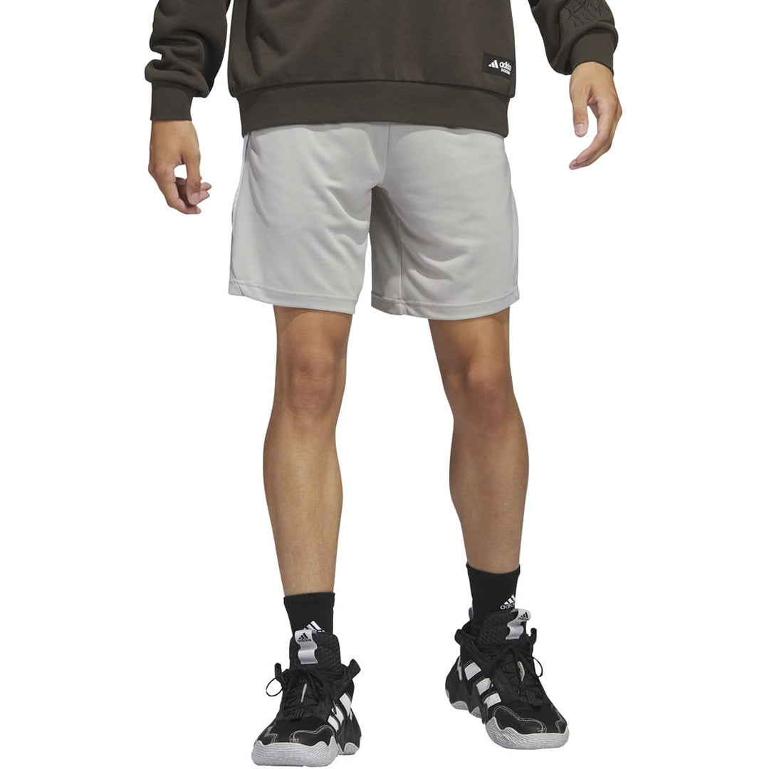 adidas Originals Mens Standard Legends 3-Stripes Basketball Shorts Metal Grey/White