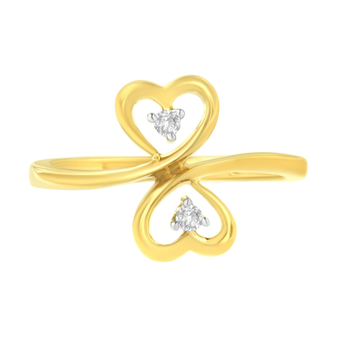 14KT Yellow Gold 1/20 ctw. Dual Heart Diamond Ring (K-L, I1-I2) - Size 7