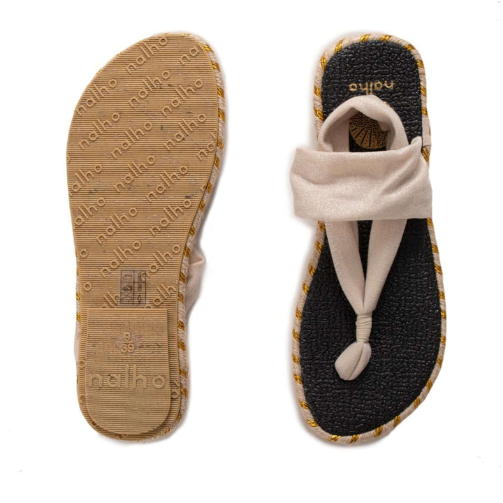 Nalho women's white open toe fabric Thong Sandals