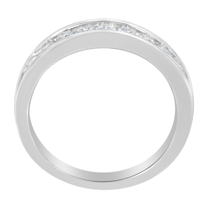 18K White Gold Round Diamond 1/2 Cttw Channel Band Ring