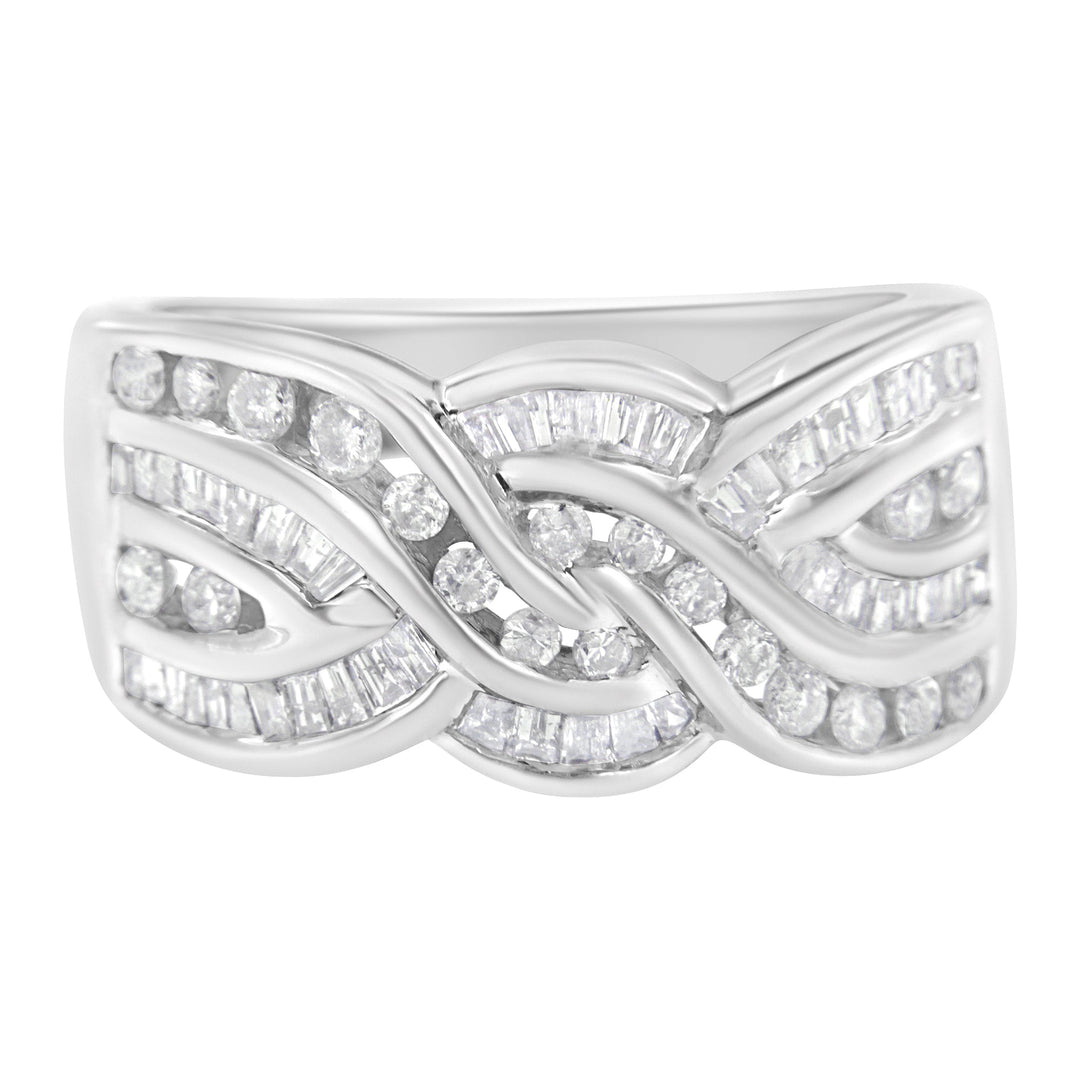 10K White Gold Diamond Bypass Ring (1 Cttw, H-I Color, I1-I2 Clarity) - Size 6-3/4