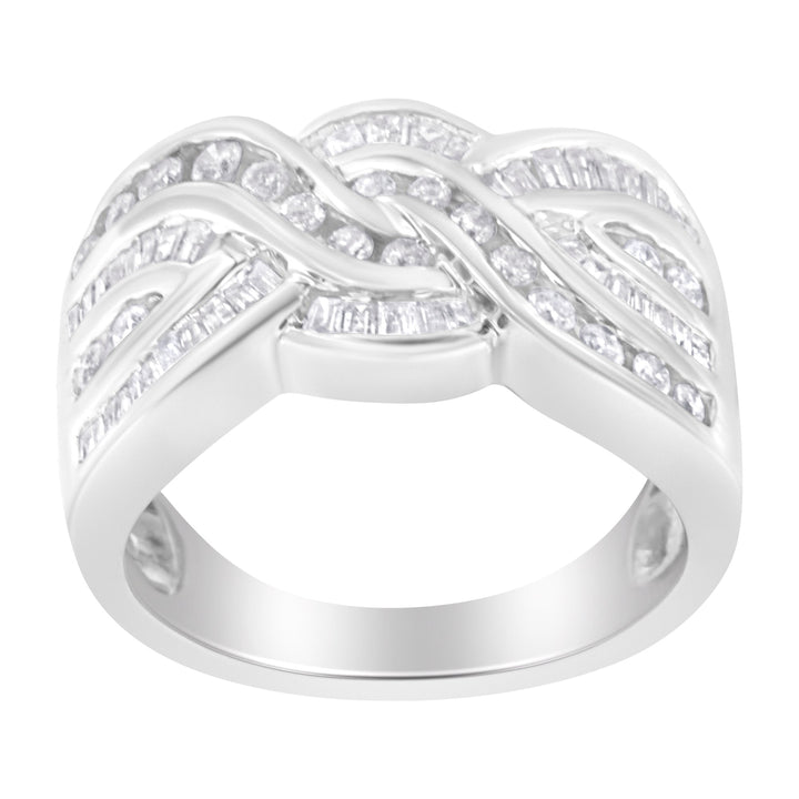 10K White Gold Diamond Bypass Ring (1 Cttw, H-I Color, I1-I2 Clarity) - Size 6-3/4