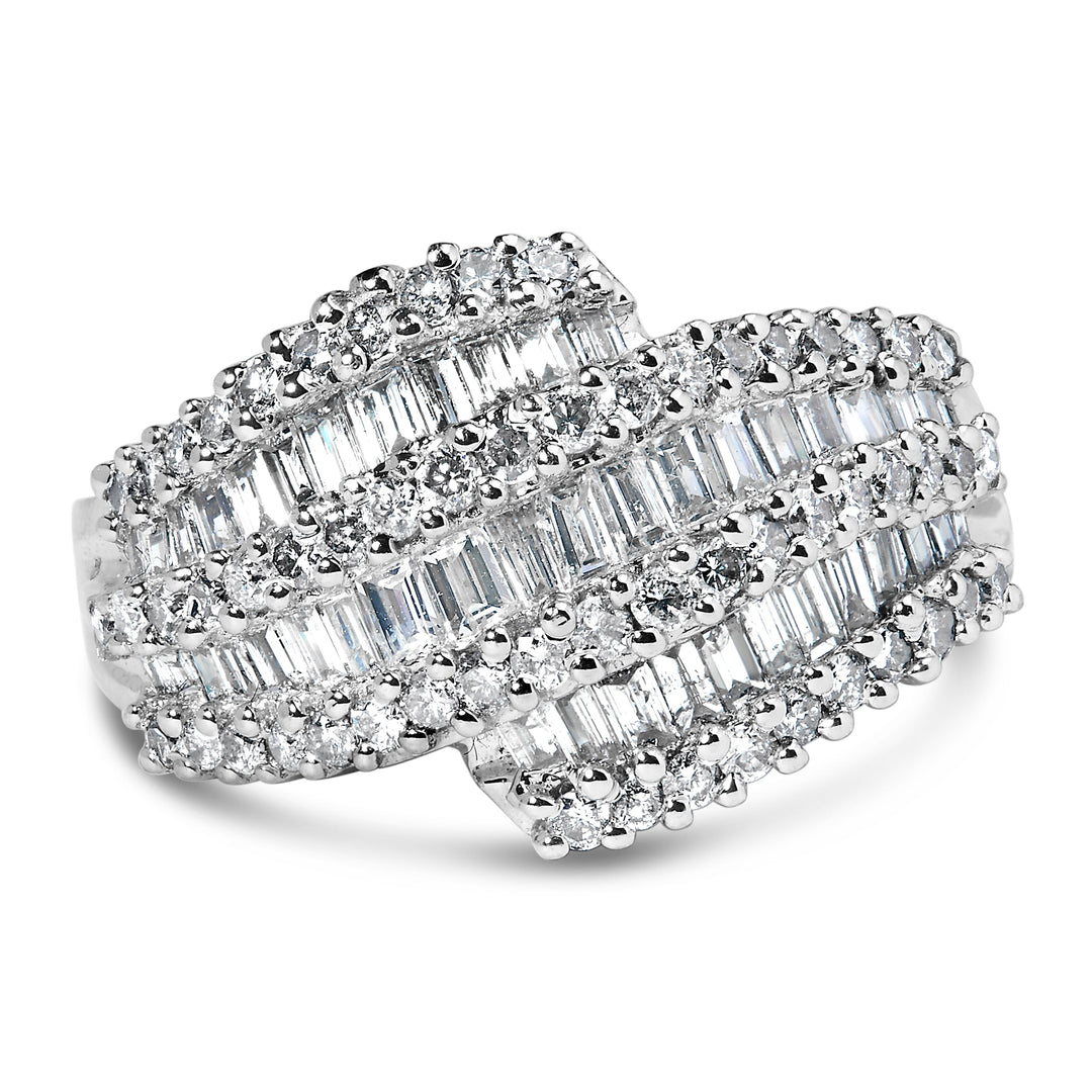 14K White Gold Diamond Cocktail Ring Band (1 3/4 Cttw, H-I Color, SI2-I1 Clarity) - Size 6-1/2