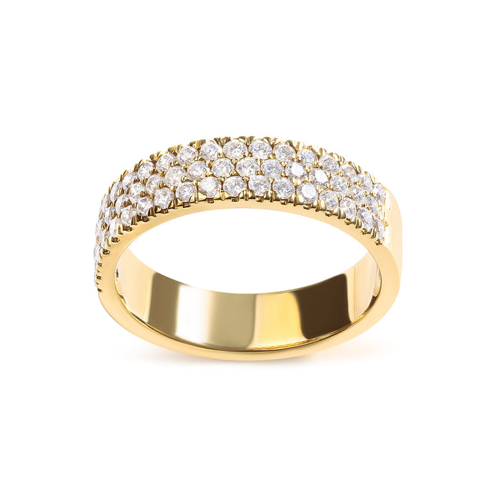 14K Yellow Gold Pave Set 3/4 cttw Multi Row Diamond Band Ring  (H-I Color, SI2-I1 Clarity) - Size 7