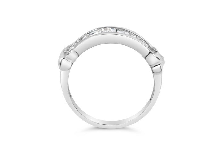 .925 Sterling Silver 1/2 Cttw Baguette Cut Diamond Channel Set X-Station Wedding Ring (H-I Color, I1-I2 Clarity) - Size 6-1/2