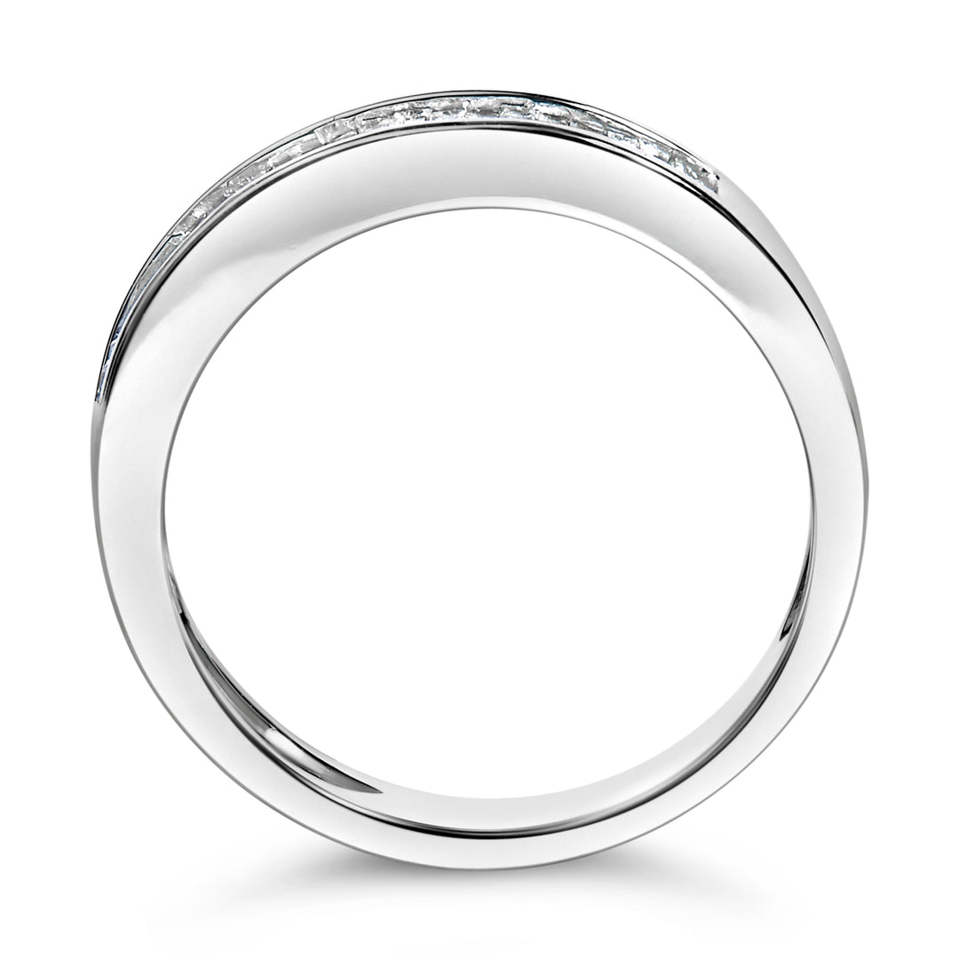 .925 Sterling Silver 1/3 Cttw Baguette Cut Diamond Channel Set Stackable Wedding Ring (H-I Color, I1-I2 Clarity) - Size 6-3/4