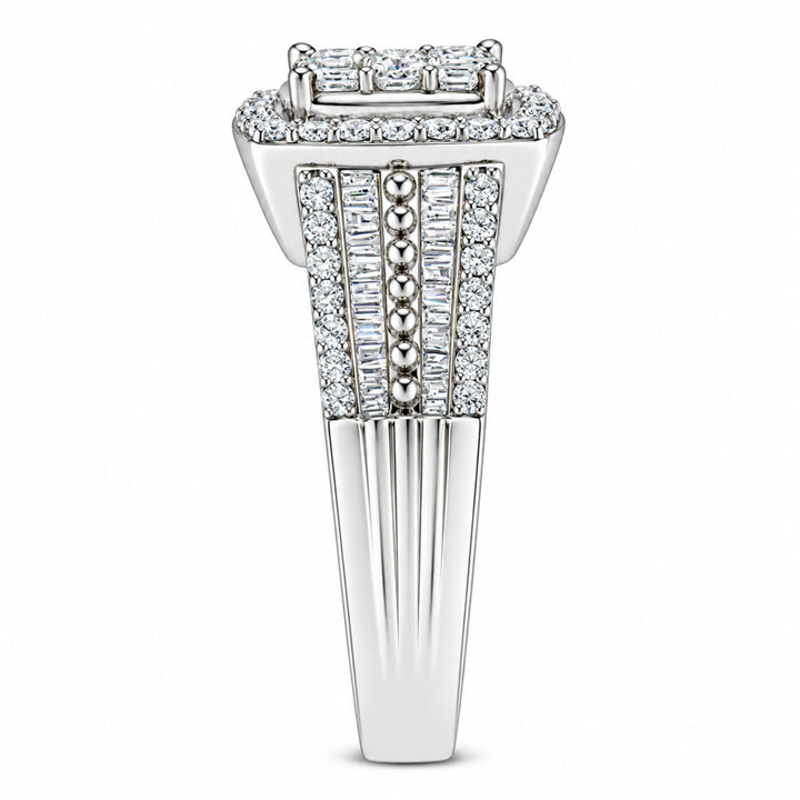10K White Gold Diamond Cluster Ring (1 Cttw, H-I Color, I1-I2 Clarity) - Size 6-3/4