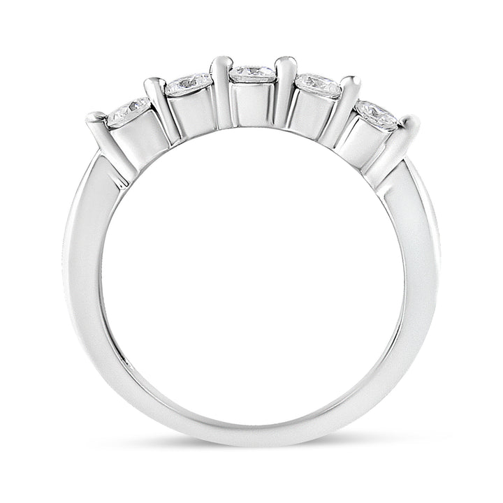 14K White Gold 1/2 Cttw Round-Cut 5-Stone Diamond Ring (H-I Color, SI1-SI2 Clarity) Size 7