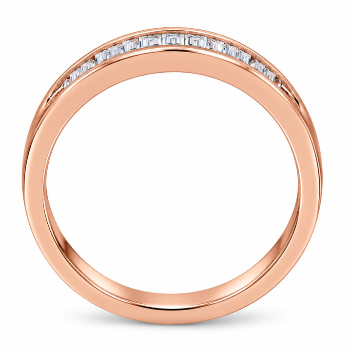 10K Rose Gold over .925 Sterling Silver 1/5 Cttw Diamond Channel-Set Stackable Band Ring (H-I Color, I1-I2 Clarity) - Size 6 3/4