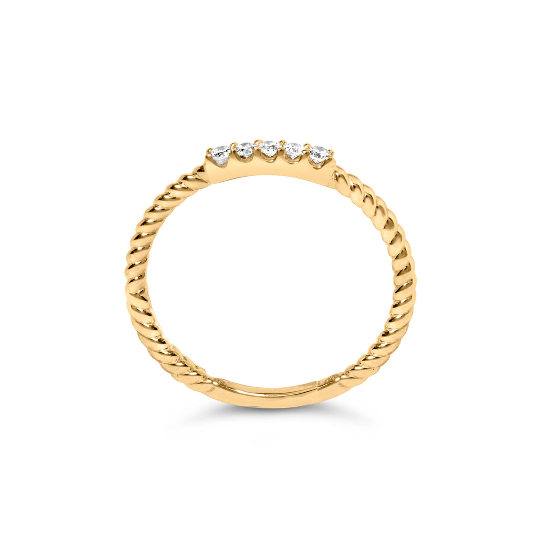 10K Yellow Gold 1/10 Cttw Diamond 5 Stone Braided Shank Band Ring (I-J Color, I2-I3 Clarity)- Ring Size 6