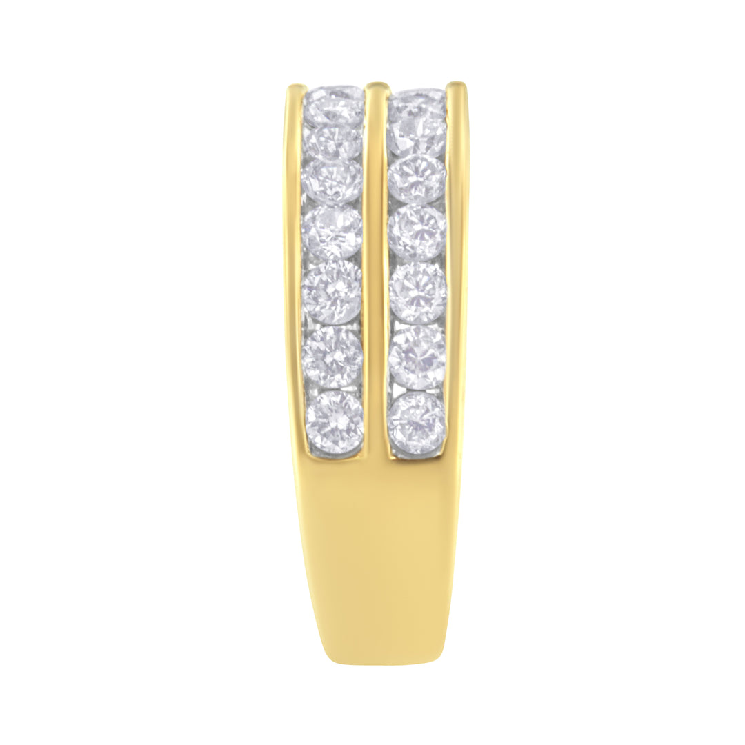 10K Yellow Gold Two-Row Diamond Band Ring (1 Cttw, J-K Color, I1-I2 Clarity) - Size 6