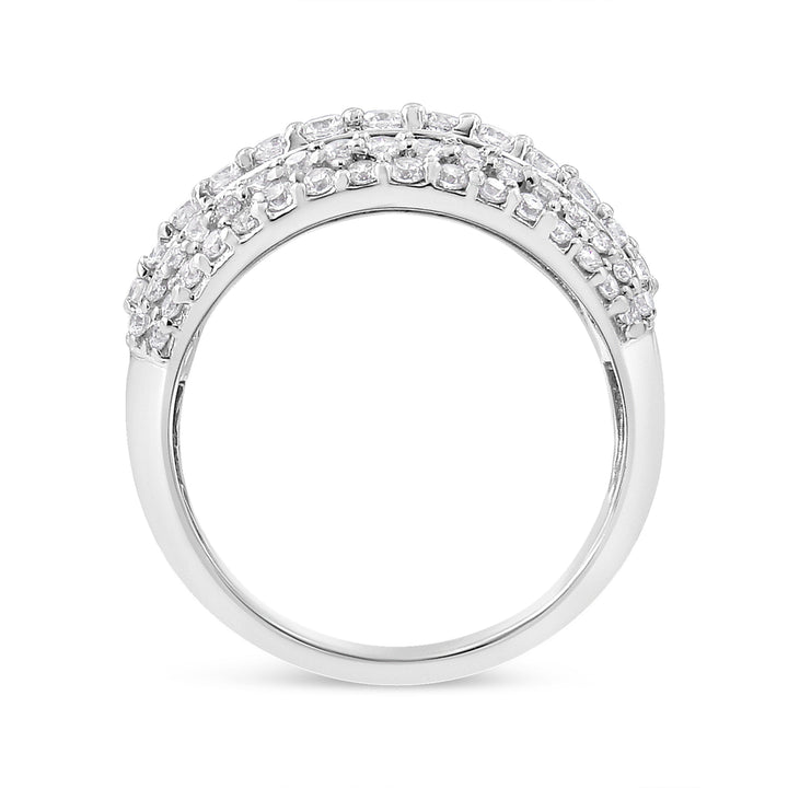 .925 Sterling Silver 2.00 Cttw Round and Baguette-Cut Diamond Cluster Ring (H-I Color, I1-I2 Clarity) - Size 7