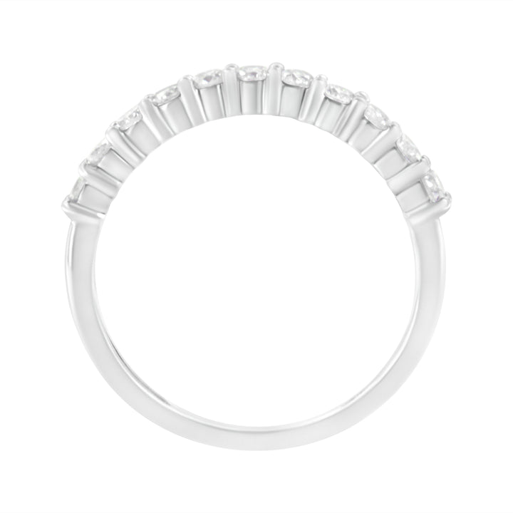 IGI Certified 1/2 Cttw Diamond 10K White Gold Prong Set Fluted Band Style Ring (I-J Color, I2-I3 Clarity) - Size 7