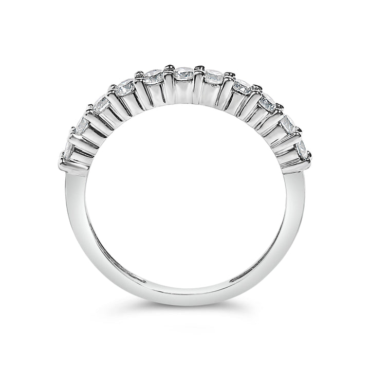 .925 Sterling Silver 1/2 cttw Shared Prong-Set Brilliant Round-Cut Diamond 11 Stone Band Ring (I-J Color, SI2-I1 Clarity) - Size 7