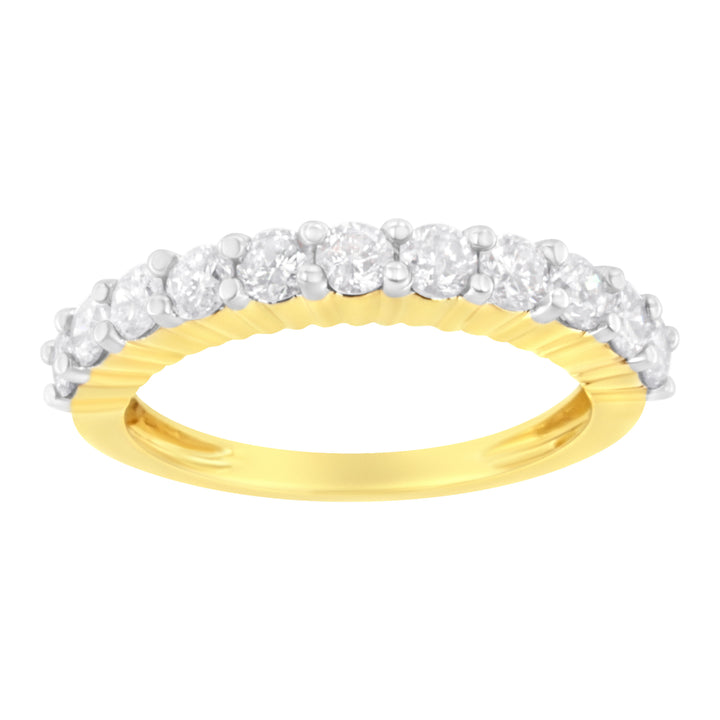 IGI Certified 1.0 Cttw Diamond 10K Yellow Gold Prong Set Fluted Band Style Wedding Ring (J-K Color, I1-I2 Clarity) - Size 7
