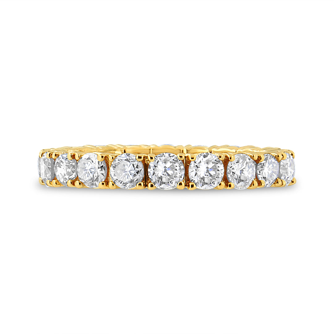 14K Yellow Gold 2.00 Cttw Shared Prong Set Round Cut Diamond Eternity Band (J-K Color, VS1-VS2 Clarity) - Ring Size 6.75