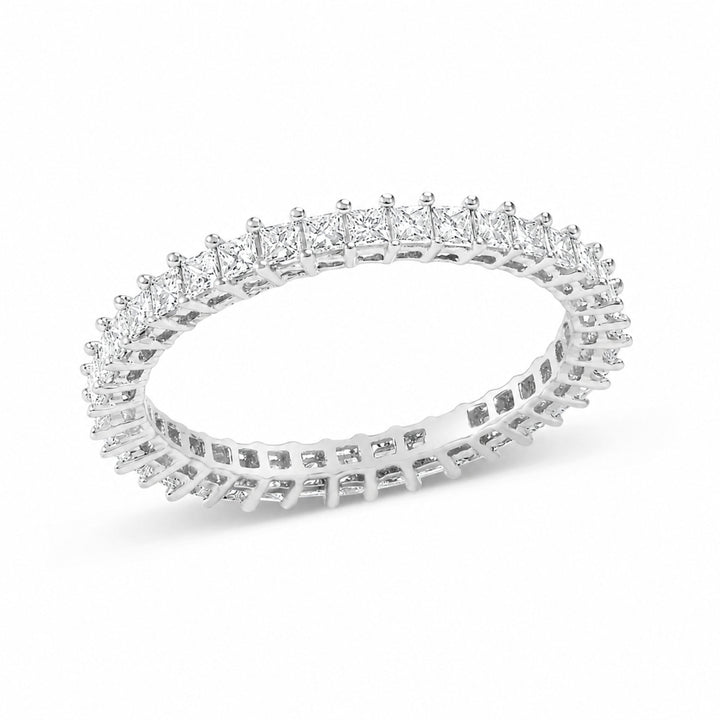 14K White Gold 1.0 Cttw Princess Diamond Eternity Band Ring