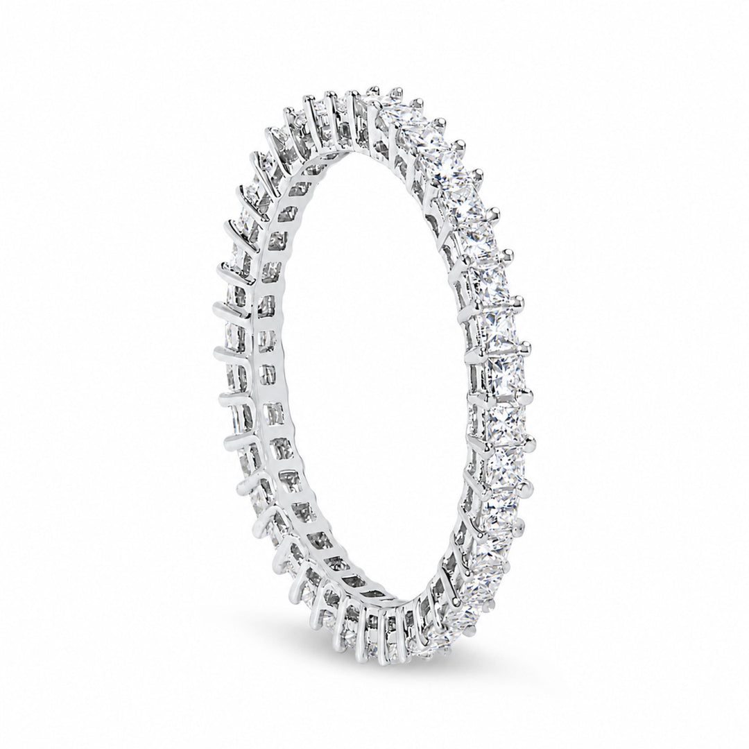 14K White Gold 1.0 Cttw Princess Diamond Eternity Band Ring