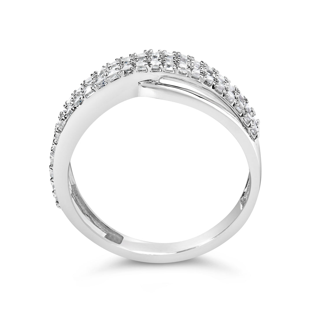 10K White Gold 1/2 Cttw Princess Diamond Split Shank Band Ring