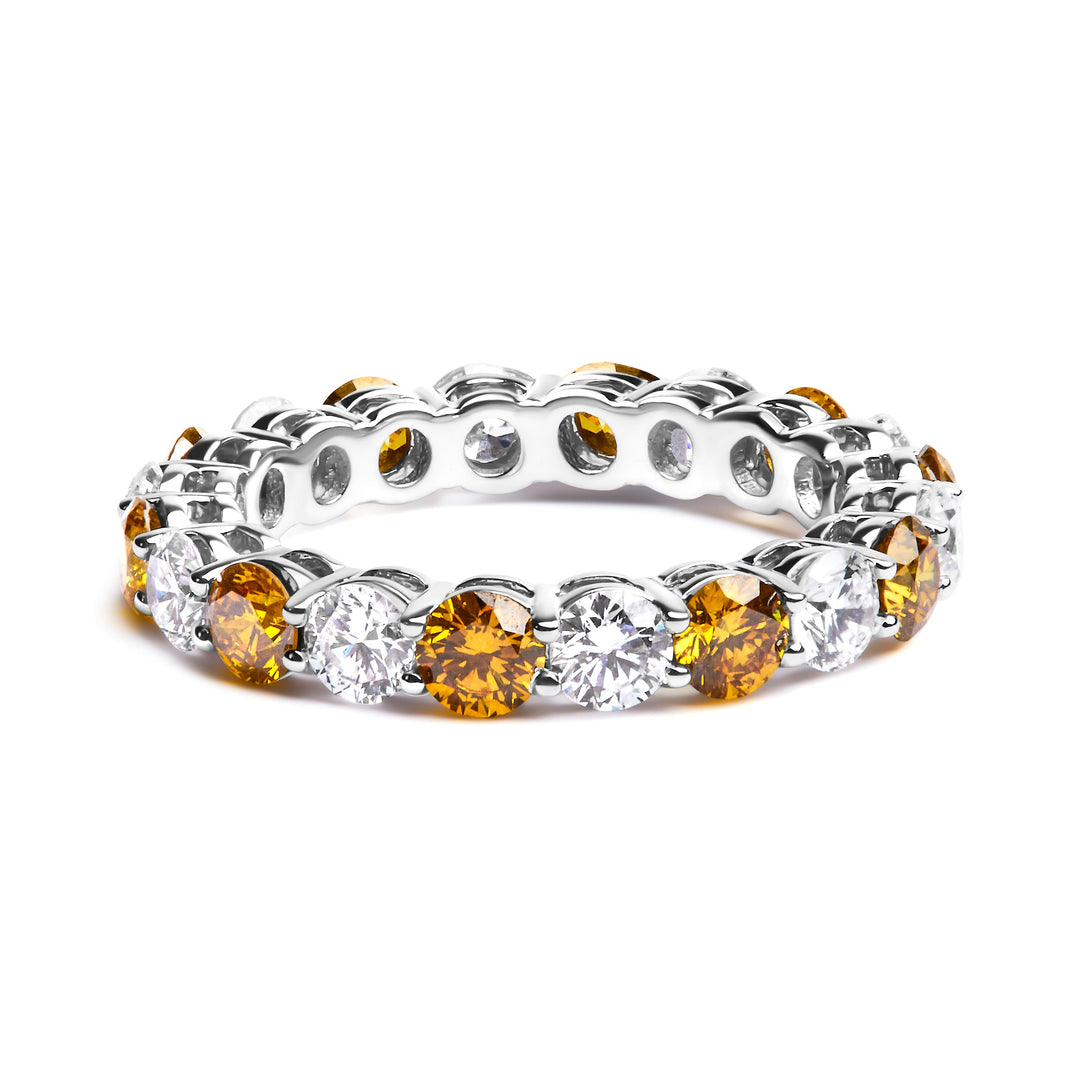 14K White Gold 3.00 Cttw Alternating White and Yellow Lab-Grown Diamond Eternity Band Ring (F-G Color, VS1-VS2 Clarity) - Size 6.5