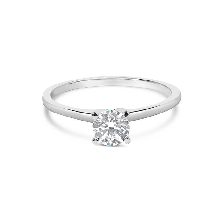 14K White Gold 1/2 Cttw Round Lab Grown Diamond 4 Prong Solitaire Engagement Ring (F-G Color, VS2-SI1 Clarity) - Size 7