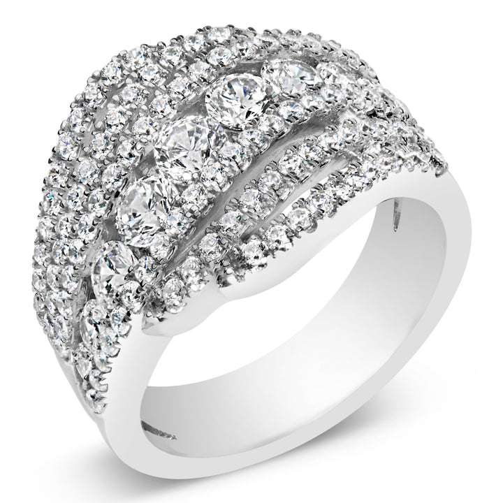 .925 Sterling Silver 2.00 Cttw Lab Grown Diamond Cluster Band Ring