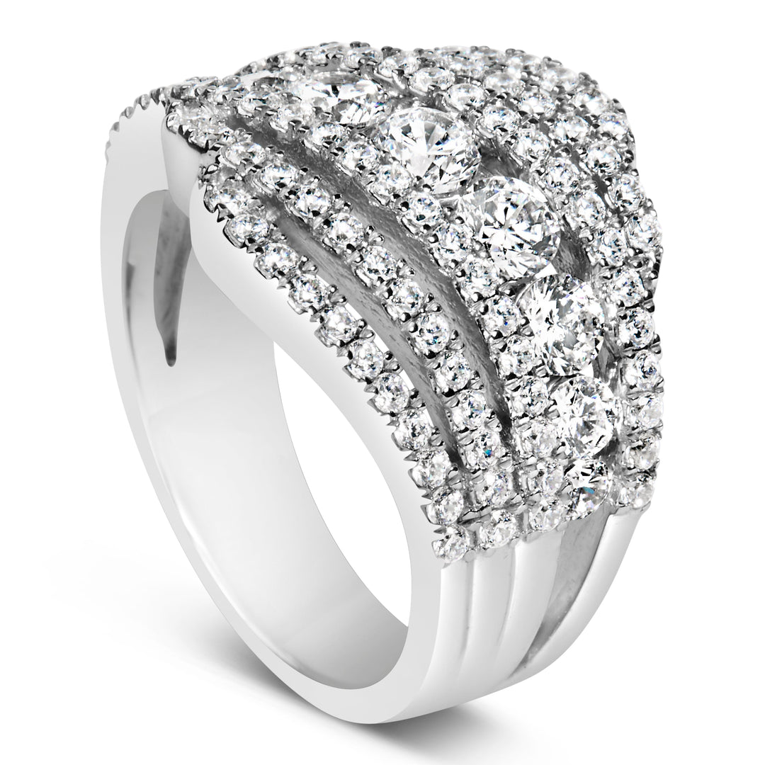 .925 Sterling Silver 2.00 Cttw Lab Grown Diamond Cluster Band Ring