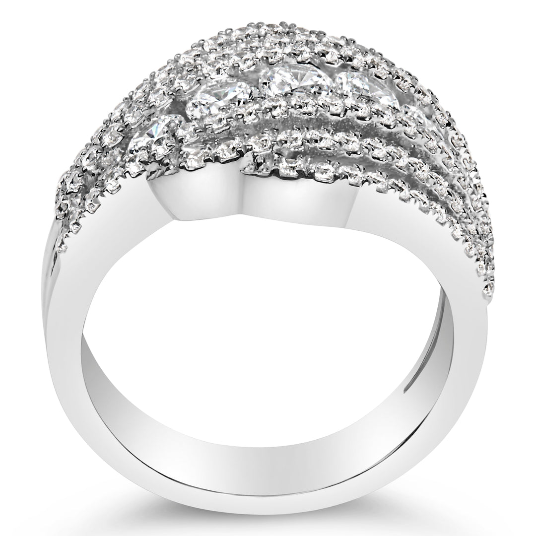 .925 Sterling Silver 2.00 Cttw Lab Grown Diamond Cluster Band Ring