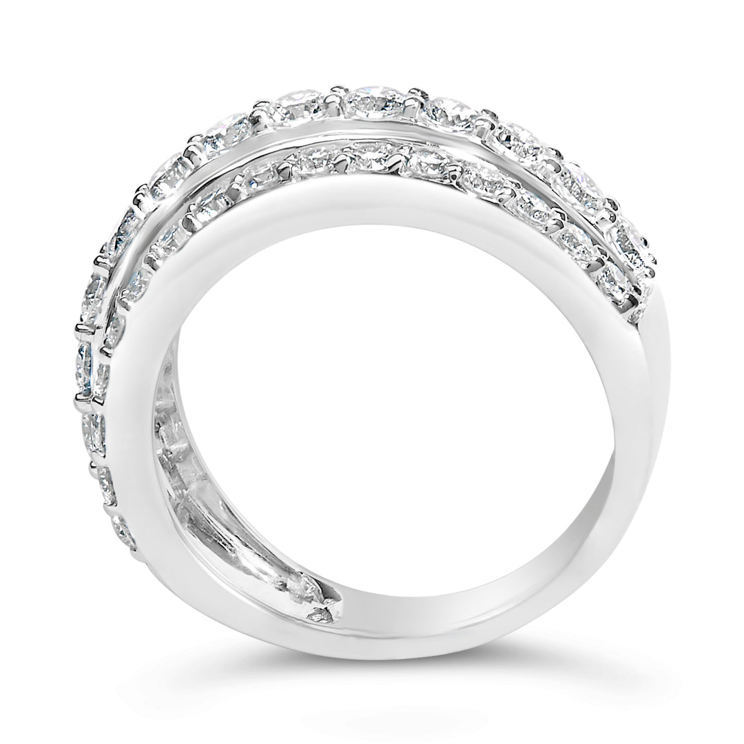 .925 Sterling Silver 2.0 Cttw Lab Grown Diamond 3 Row Band Ring (F-G Color, VS1-VS2 Clarity) - Ring Size 7