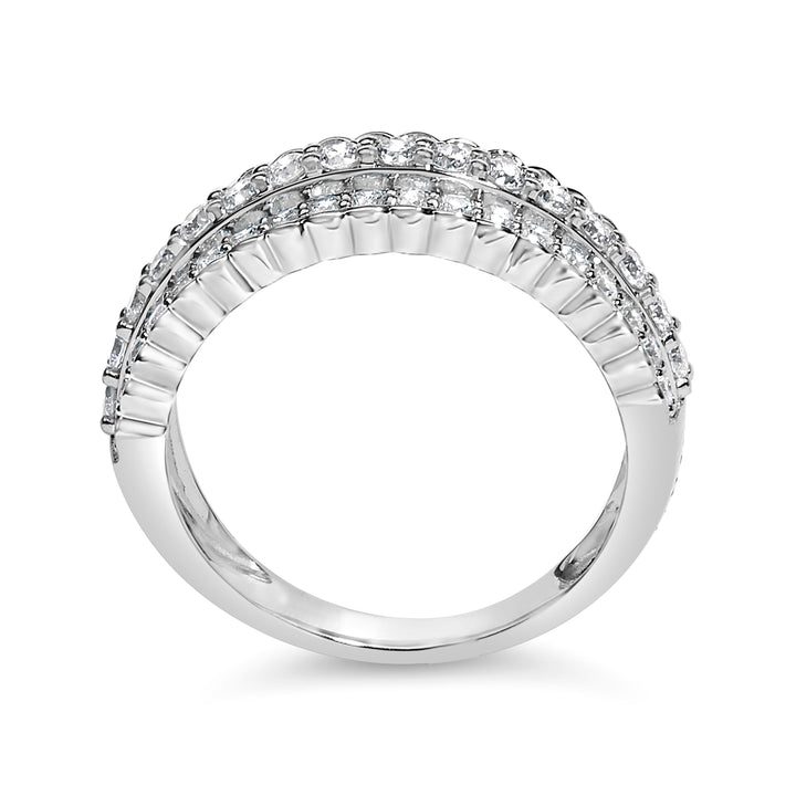 .925 Sterling Silver 1.0 cttw Lab Grown Diamond 3 Row Band Ring (F-G Color, VS1-VS2 Clarity) - Ring Size 7