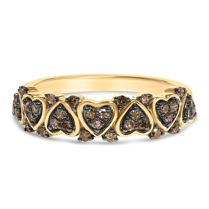 10K Yellow Gold Plated .925 Sterling Silver 1/3 cttw Natural Diamond Band Ring - Size 7